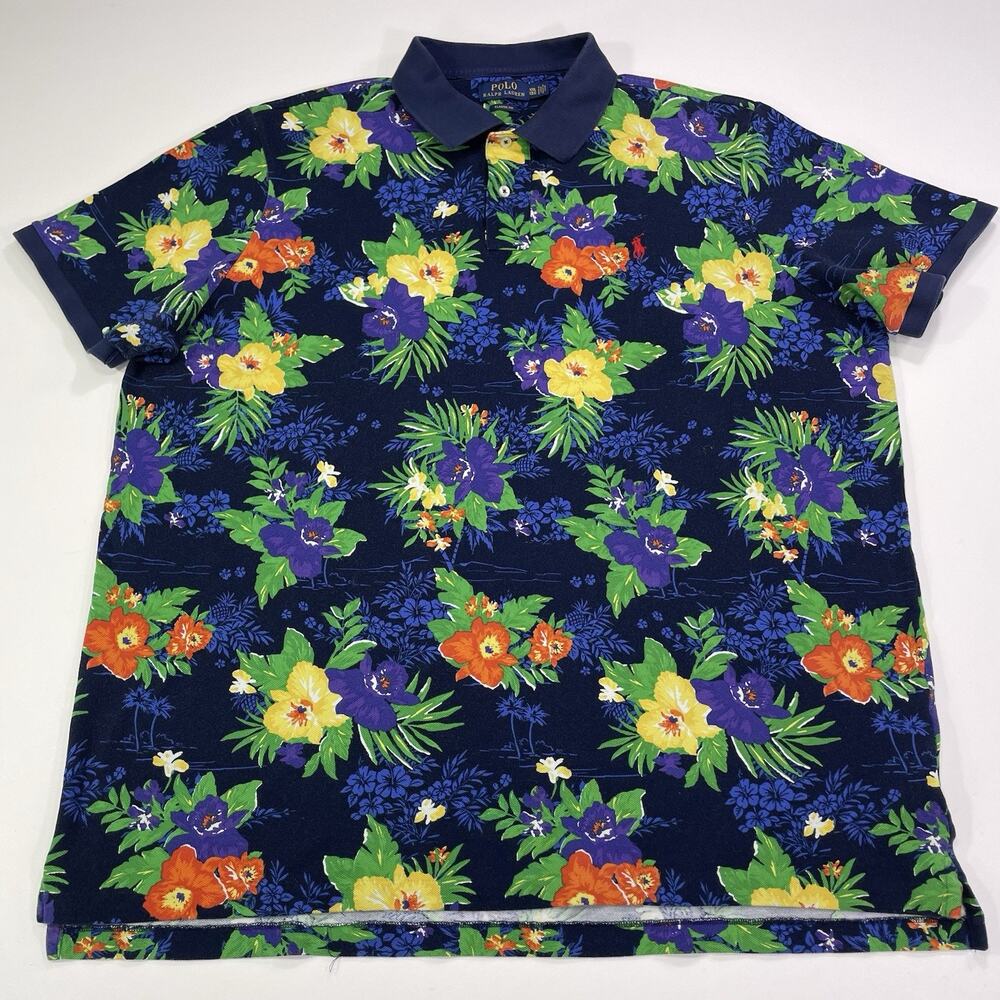 Polo Ralph Lauren Hawaiian Shirt Men’s XXL Short Sleeve Collard 100% Cotton AOP